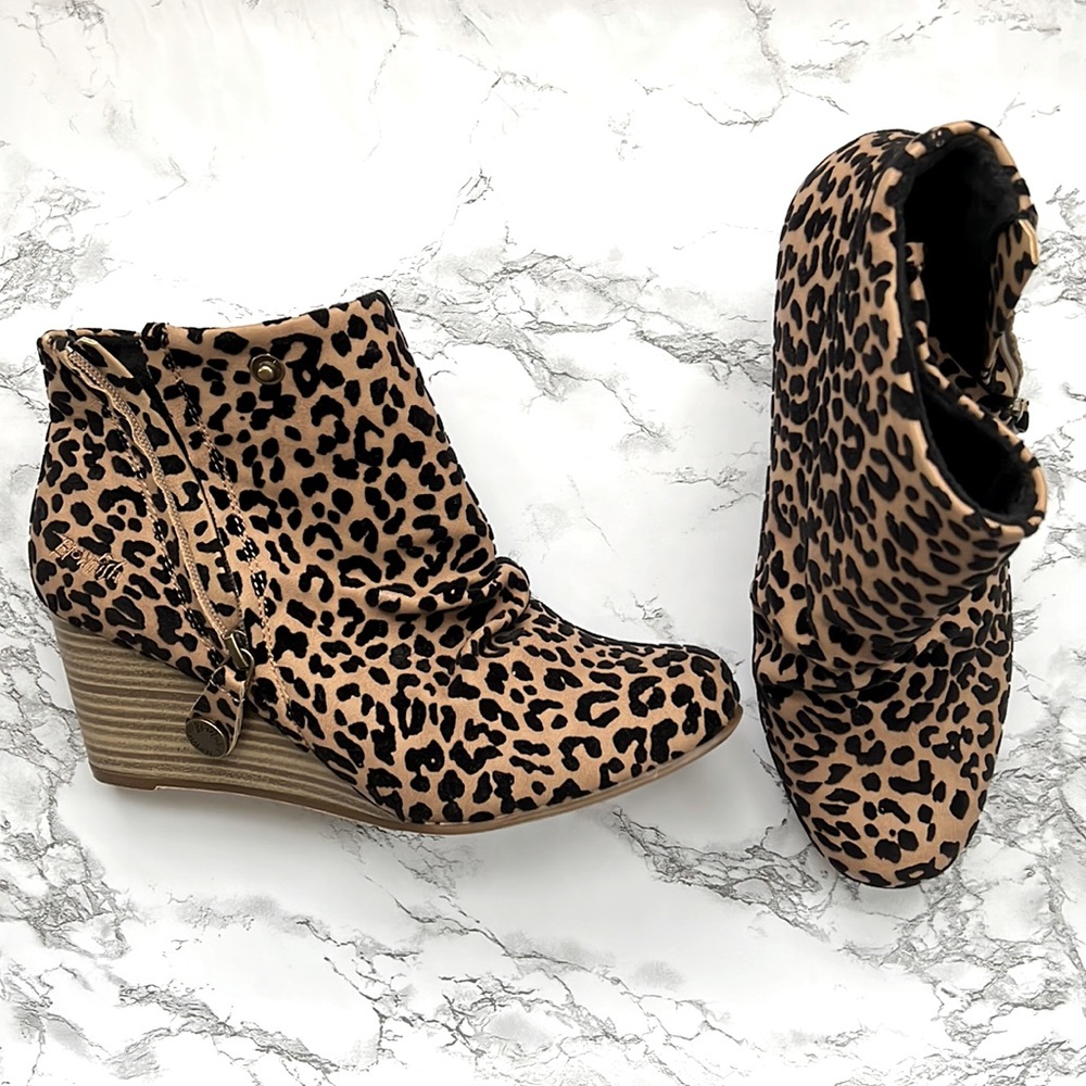 Blowfish Cheetah Print Wedge Booties